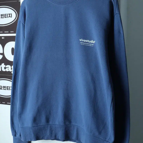 [BUNJANG] Vivastudio Oversized Sweatshirt (Blue) / (S-M) 비바스튜디오 맨투맨 티셔츠 오버핏 블루 올드스쿨-H38794