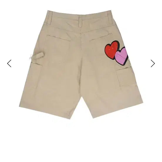 [BUNJANG] The Museum Visitor Double Heart Half Pants (Beige) / 더뮤지엄비지터 더블하트 하프 팬츠 반바지 DOUBLE HEART HALF PANTS (BEIGE)