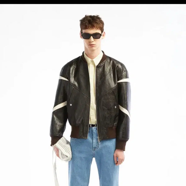 [BUNJANG] Tyle Leather Blouson Jacket / 타일레 레더 블루종