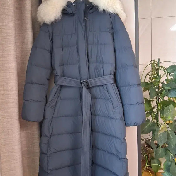 [BUNJANG] DUEL Fox Fur Goose Down Long Padding Navy Size 55 / 듀엘 폭스퍼 구스다운 롱패딩