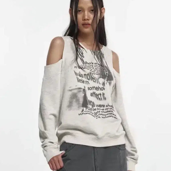 [BUNJANG] Nache Bear Oversized Sweatshirt Oatmeal / 나체 베어 스웻셔츠 오트밀 맨투맨 오프숄더 2