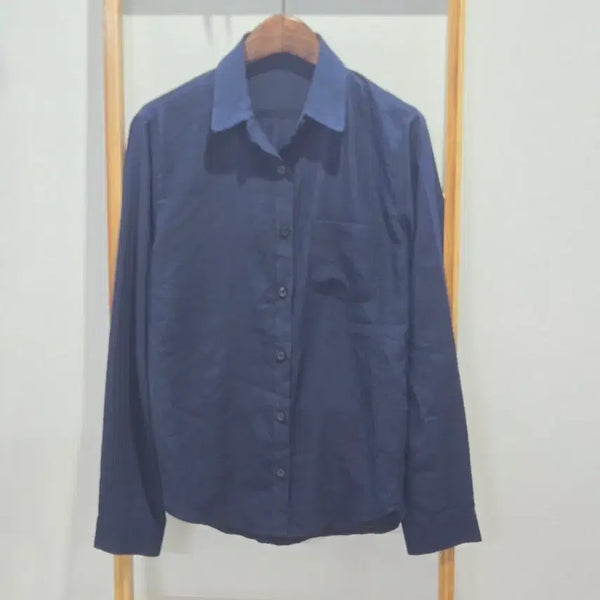 [BUNJANG] Navy Shirt Blouse / 네이비 셔츠 블라우스