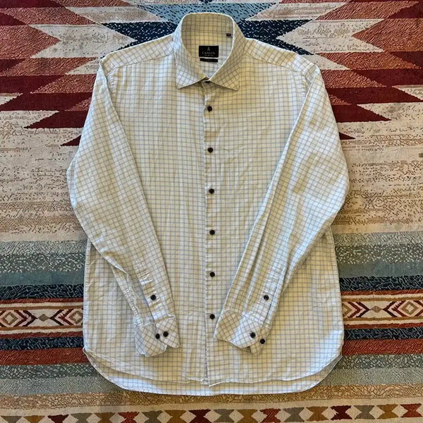 [BUNJANG] Lanvin Collection Slim Fit Checkered Shirt White XL / 랑방 컬렉션 슬림핏 체크셔츠 [화이트] XL/105