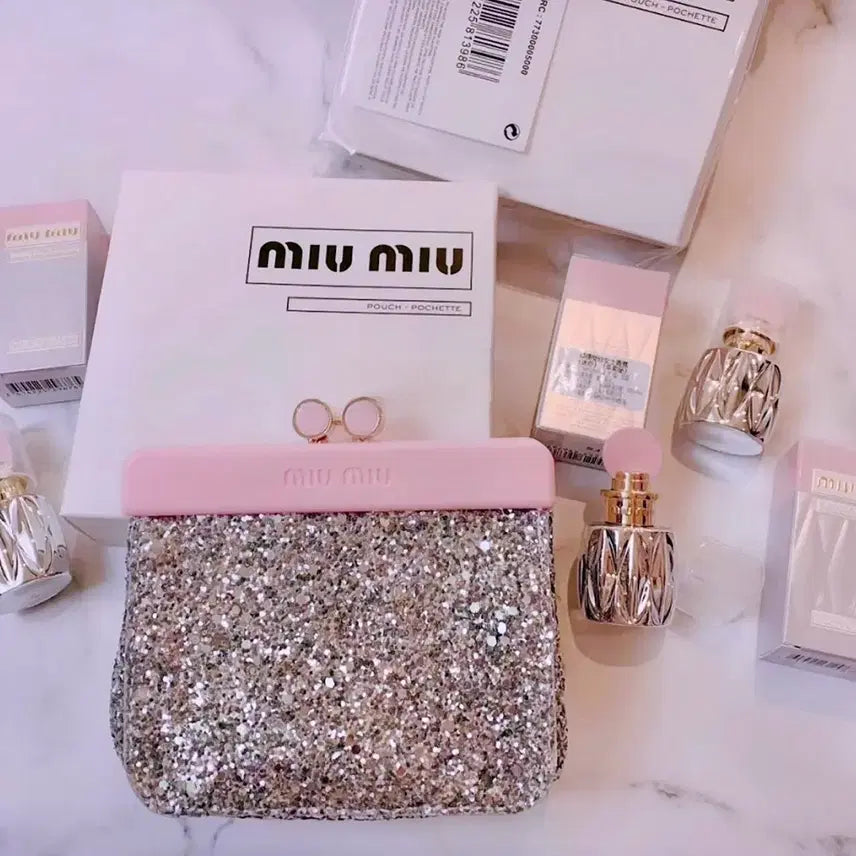 [BUNJANG] Miu Miu Glitter Silver Pouch Clutch / 미우미우 글리터 실버 파우치 클러치