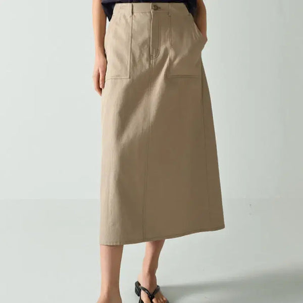 [BUNJANG] Passage Pattern Linen Fatigue Skirt / 파사드패턴 린넨퍼티그 스커트