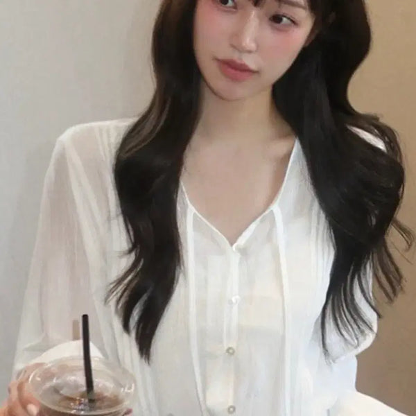 [BUNJANG] Sunset V-Neck Blouse / 선셋블라우스