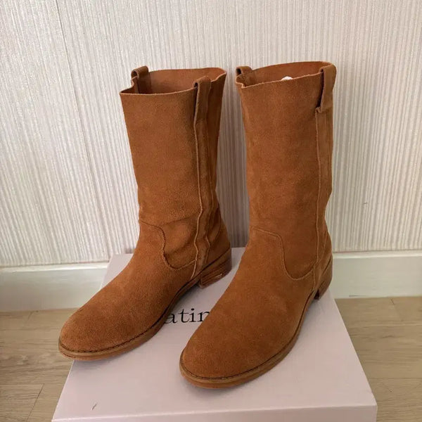 [BUNJANG] Matinkim Suede Ankle Boots Camel 250 / 마뗑킴 스웨이드 미들 부츠 카멜 250