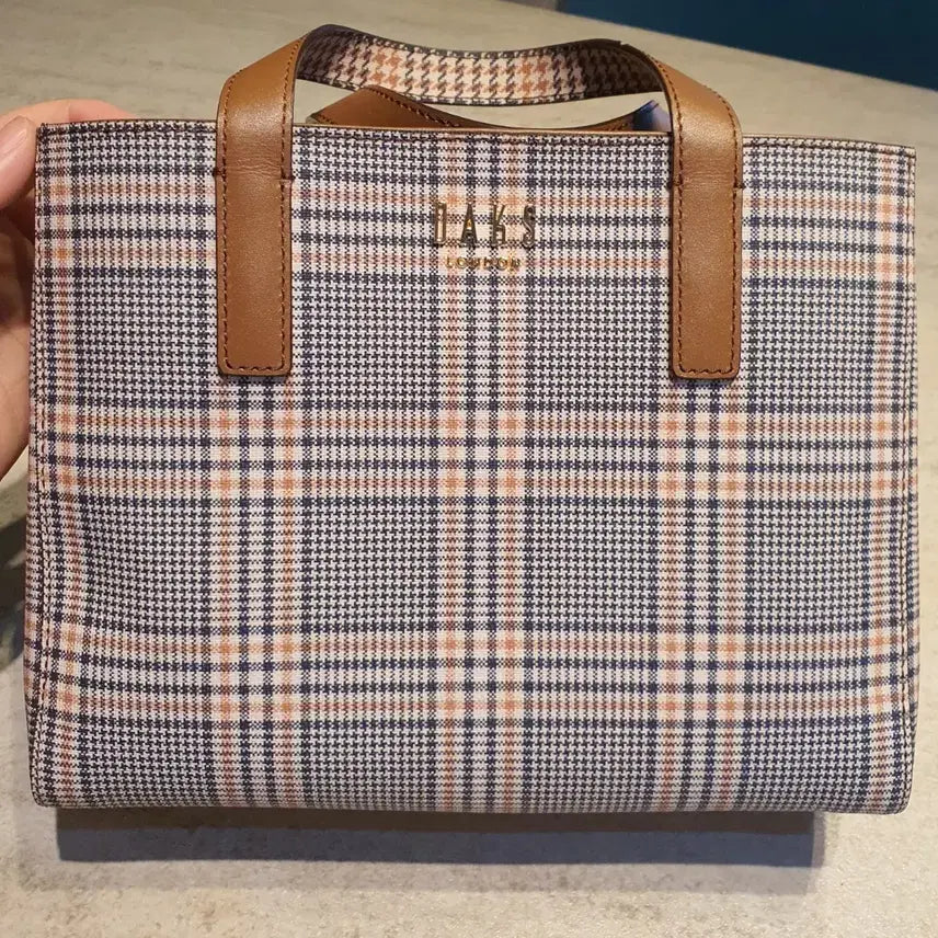 [BUNJANG] Daks Check Pattern Brown Tote Bag / 닥스 체크 토트백 브라운