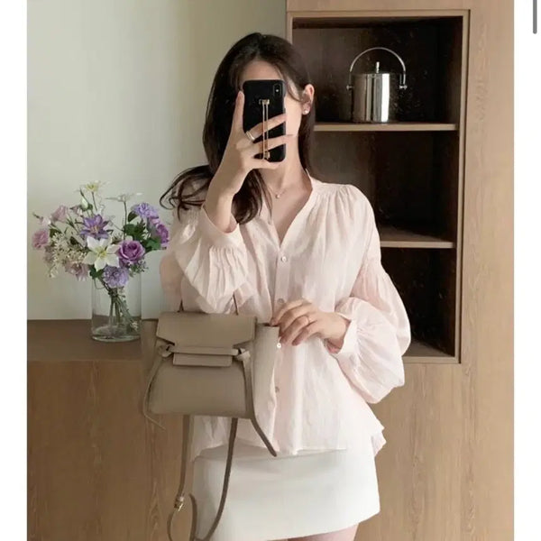 [BUNJANG] Letier Sunset Blouse Pink Free Size / [보관만한새제품] 여리핏 끝판왕 르티에 선셋블라우스 핑크 프리사이즈