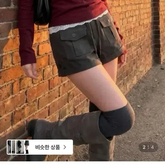 [BUNJANG] High-Waisted Cargo Shorts / 투포켓 하이웨스트 숏팬츠 카고반바지