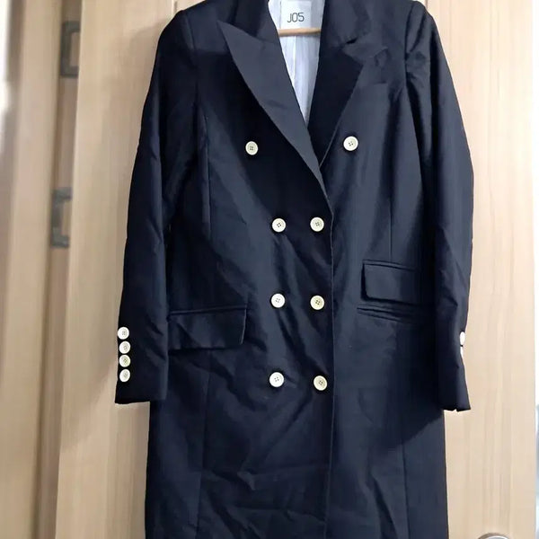 [BUNJANG] JOS Double Button Long Coat Black / JOS 더블 버튼 롱 코트 블랙