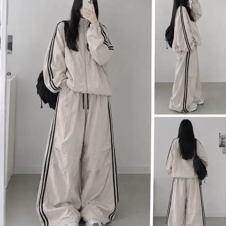 [BUNJANG] Windbreaker Set-up (Gray Beige) / 바람막이셋업(그레이베이지)
