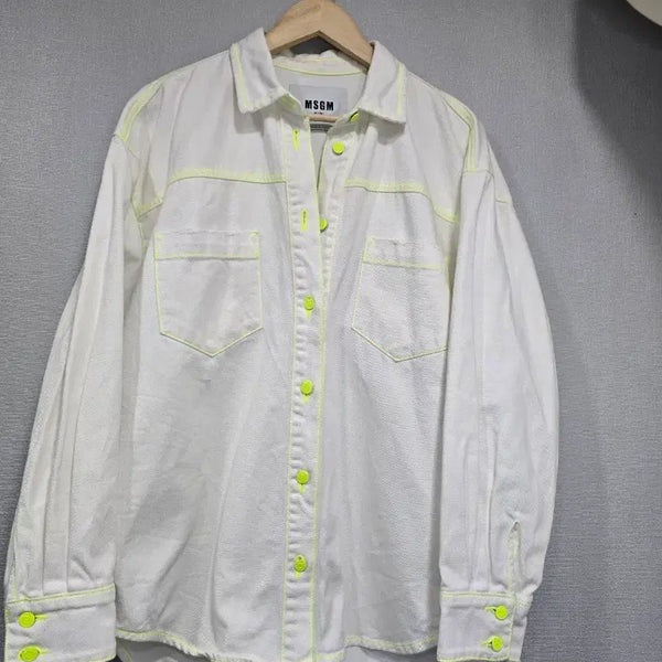 [BUNJANG] MSGM Fluorescent Stitch White Shirt Jacket / MSGM 형광 스티치 화이트 셔츠형자켓