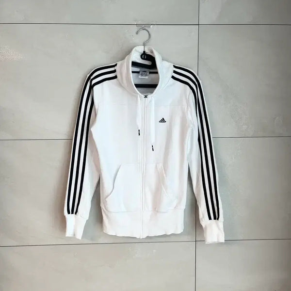 [BUNJANG] Adidas White/Black Track Jacket Full Zip XS / 아디다스 흰,검 대장 져지 집업 화이트 [XS]
