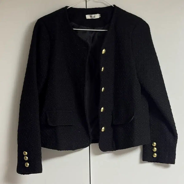 [BUNJANG] Black Tweed Jacket with Gold Buttons / 트위드 자켓 판매합니다 새상품 블랙 금장 하객룩 데이트룩