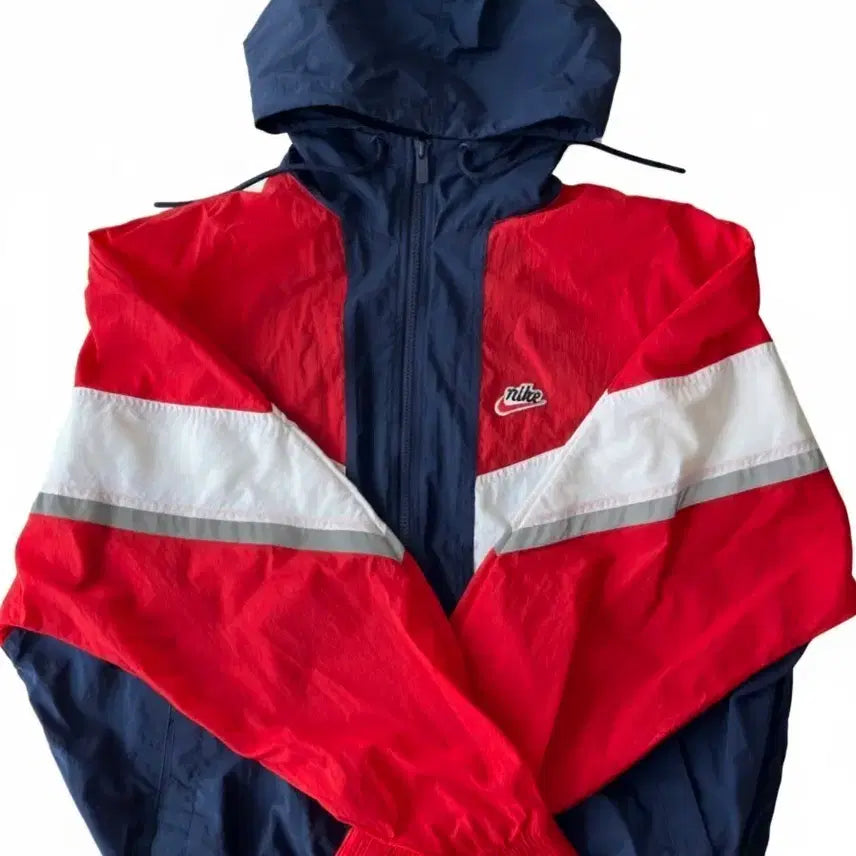 [BUNJANG] Nike Windbreaker Jacket Red/White/Navy / 나이키 바람막이 자켓 레드/화이트/네이비