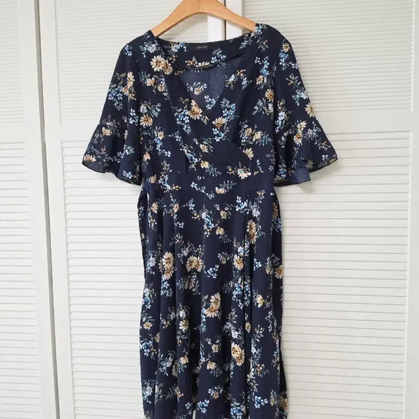 [BUNJANG] On & On Navy Printed Dress / 온앤온 네이비 프린팅 원피스 F 5566