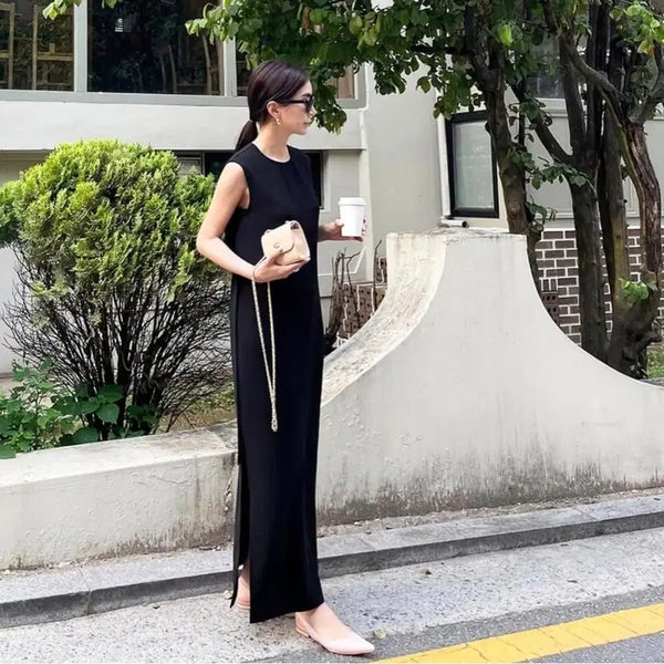 [BUNJANG] SUAMAR Low Slit Dress Black / 수아마르(SUAMAR) 로우 슬릿 원피스 55-66 새상품