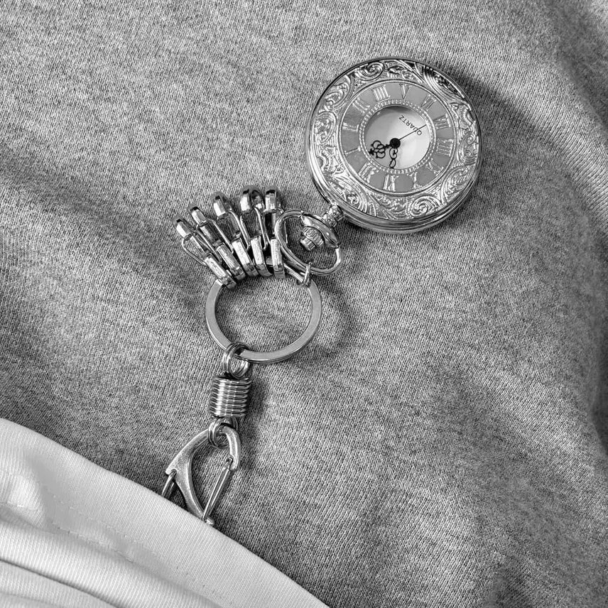 [BUNJANG] Renaissance Pocket Watch Silver Multi Keyring / [제작] 르네상스 회중시계 실버 멀티 키링