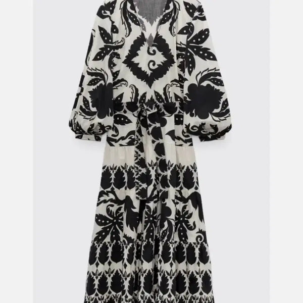 [BUNJANG] ZARA Pattern Maxi Dress XS / ZARA 자라 패턴 맥시 원피스 XS