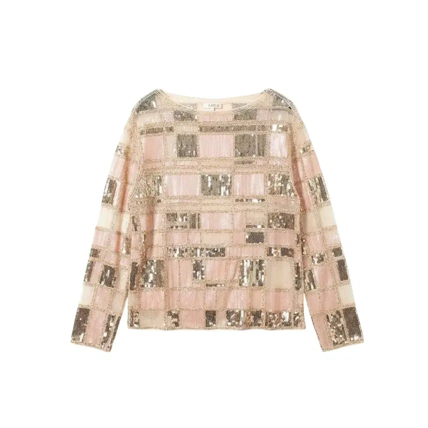 [BUNJANG] Women's Sequin Round Neck Blouse / 여성F/ 스팽글 라운드넥 블라우스BG 3-48