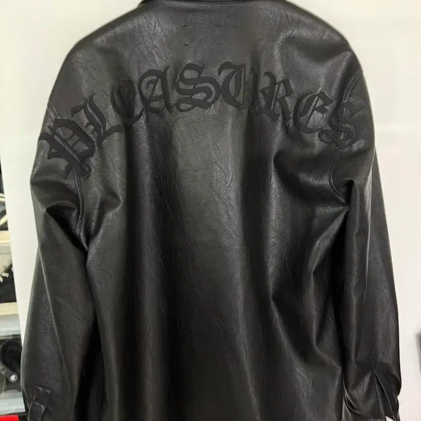 [BUNJANG] Pleasures Chrome Hearts Style Leather Embroidered Jacket / 플레져스 크롬하츠st 레더 자수 자켓 L 1회착
