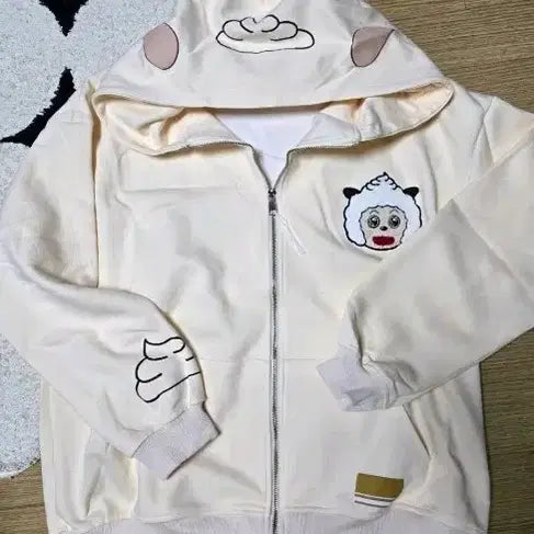 [BUNJANG] Wool Hooded Zip-Up Ivory / 양털 후드집업 아이보리