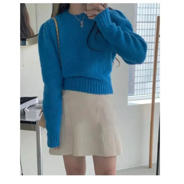 [BUNJANG] Blue Alpaca Wool Knit / 블루 알파카 울 니트