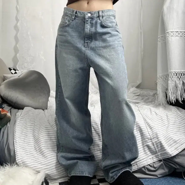 [BUNJANG] Denim Wide Pants Light Blue Jeans S / 데님 와이드 팬츠 연청 청바지 S