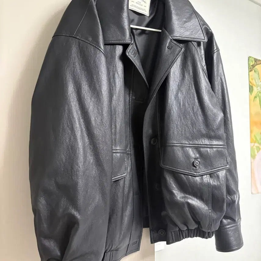 [BUNJANG] Depound Elleather Bomber Jacket - Black / 드파운드 가죽자켓 - black(실착3)