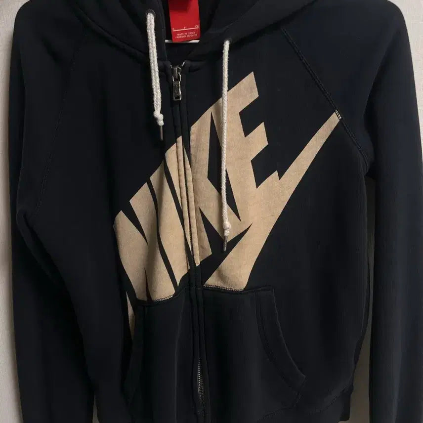 [BUNJANG] Nike Hooded Zip-Up Jacket Black Beige / 나이키 후드 집업 블랙 베이지