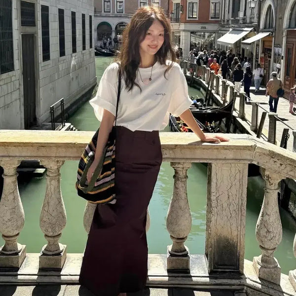 [BUNJANG] Gede Burgundy Long Skirt / 게드 버건디 롱 스커트