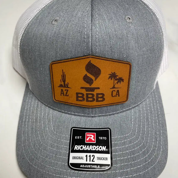 [BUNJANG] Richardson 112 Leather Patch Trucker Hat (Grey/White) / [새상품] 리차드슨 112 가죽 패치 메쉬 트러커 햇 (그레이/화이트)