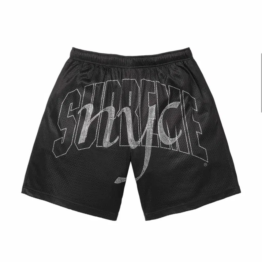 [BUNJANG] Supreme Rhinestone Mesh Shorts Black / 슈프림 라인스톤 매쉬 쇼츠 블랙