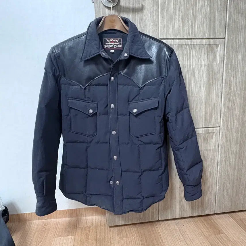 [BUNJANG] Sugarcane Mixed Leather Padded Jacket / 슈가케인 패딩