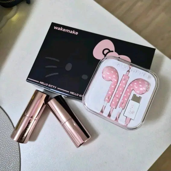 [BUNJANG] WAKEMAKE Hello Kitty Earphone Lipstick Set / 웨이크메이크 헬로키티 이어폰 립스틱 세트 교환&판매