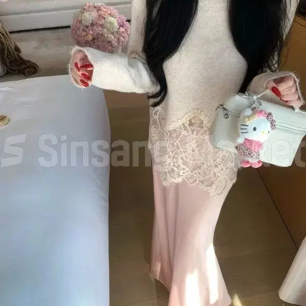 [BUNJANG] Lace Shoulder Knit / [빠른발송] 로우 레이스 숄더 니트 연베 추가가능