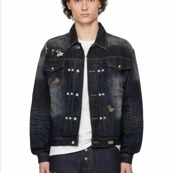 [BUNJANG] THUG CLUB Burn Down Denim Jacket - Size 4 / 떠그클럽 burn down 데님 자켓 -4size- 미착용 새상품