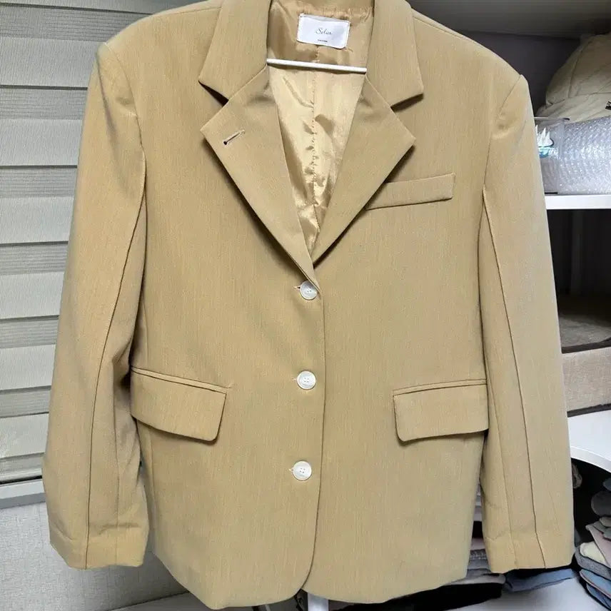 [BUNJANG] Camel Beige Button Jacket / 카멜 베이지 버튼 자켓