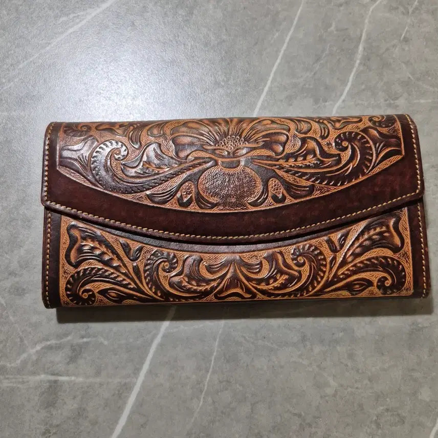 [BUNJANG] Leather Flap Wallet Brown / 가죽 플랩 월렛 브라운