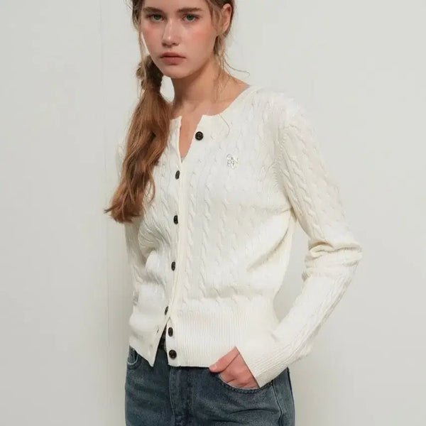 [BUNJANG] General Idea Wool Cable Cardigan White XL / 새상품) 제너럴아이디어 울 케이블 가디건 화이트 XL