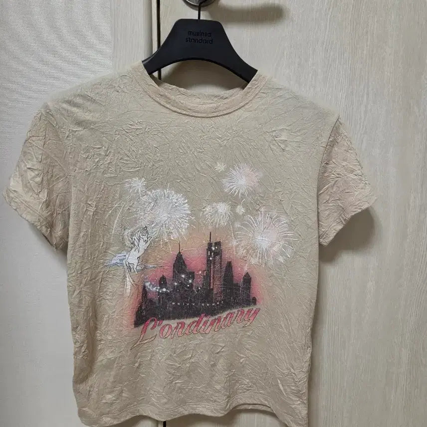 [BUNJANG] System Crinkle Texture Graphic T-Shirt / 시스템 SYSTEM  크링클 텍스처 여성 티셔츠