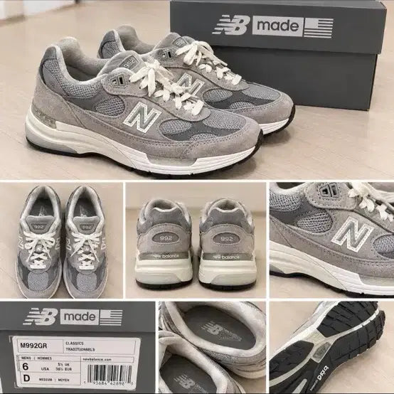 [BUNJANG] New Balance M992GR Grey US 6 / 뉴발란스 M992GR 그레이 240