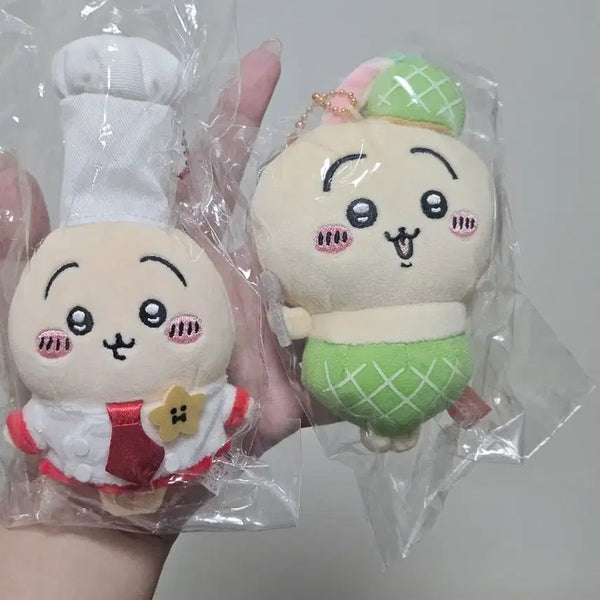 [BUNJANG] Chiikawa Usagi & Melon Usagi Plush Keychain Set / 치이카와 레스토랑 우사기 + 메론 우사기