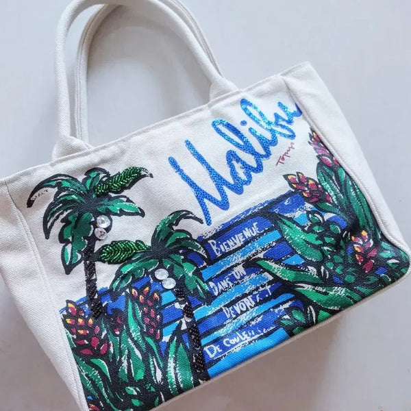 [BUNJANG] Malibu Beach Beaded Sequin Tote Bag / 말리부 비치  비즈/스팽글 토트백