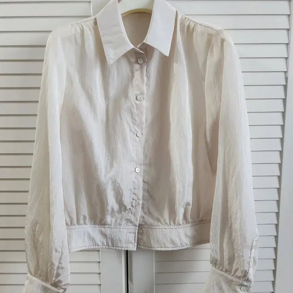 [BUNJANG] Yumer Bomber Jacket Blouse Cream / 유메르 봄버 자켓 블라우스 크림