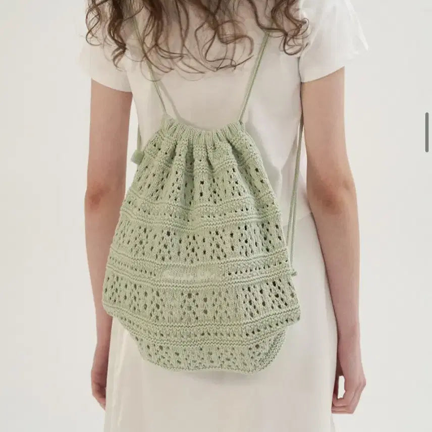 [BUNJANG] Somewhere Butter Knit String Backpack Mint / (택o) 썸웨어버터 요거트 니트 스트링 백팩 민트 컬러
