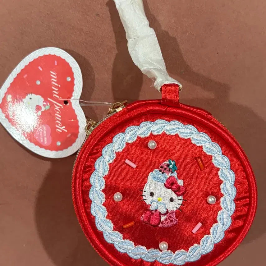 [BUNJANG] Sanrio Hello Kitty Pearl Round Pouch / 산리오 키티 진주 원형 파우치 새상품