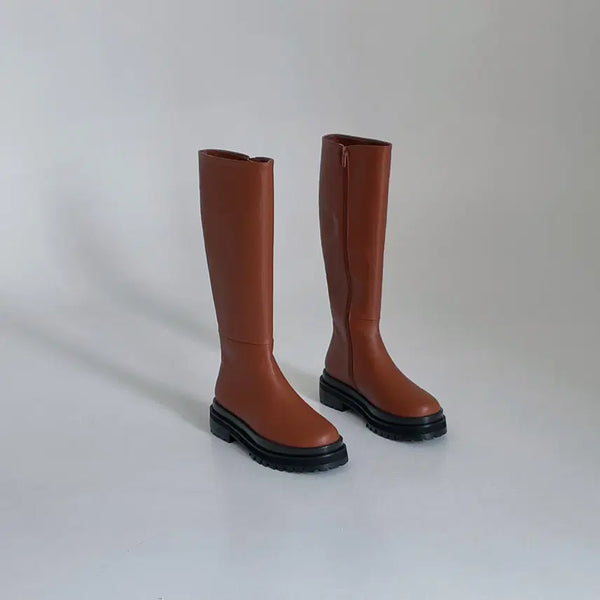 [BUNJANG] Chelsea Long Boots - Brown / @세일 9175 사계절 통굽부츠 5.5cm 첼시롱부츠-브라운