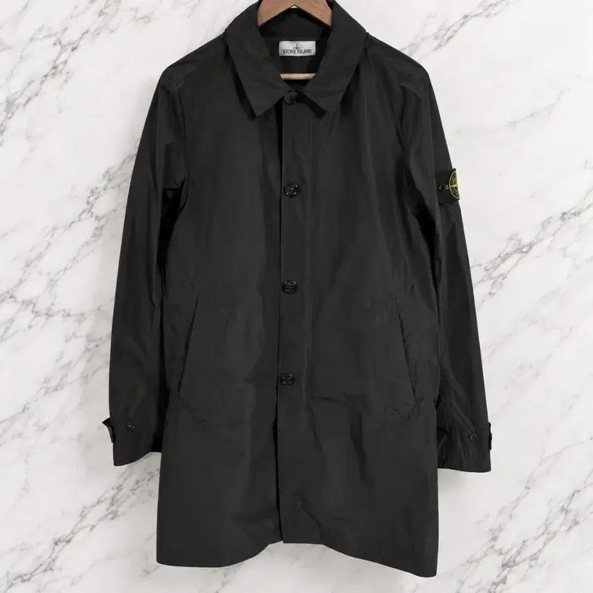 [BUNJANG] Stone Island Patch Logo Two-Tone Mac Coat Jacket (Charcoal/Black, M) / [Rexion]스톤아일랜드 와펜 로고 맥코트 트렌치 투톤 블랙 자켓M